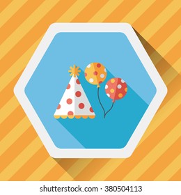 birthday party hat flat icon with long shadow,eps10