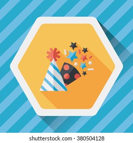 birthday party hat flat icon with long shadow,eps10