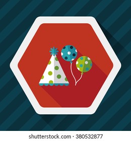 birthday party hat flat icon with long shadow,eps10