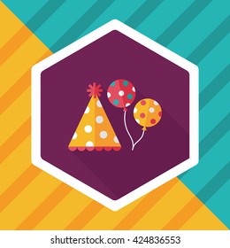 birthday party hat flat icon with long shadow,eps10