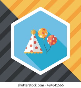 birthday party hat flat icon with long shadow,eps10