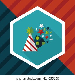 birthday party hat flat icon with long shadow,eps10
