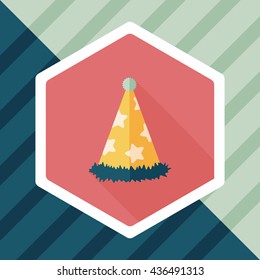birthday party hat flat icon with long shadow,eps10