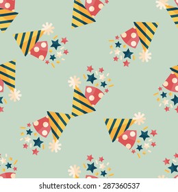 birthday party hat flat icon,eps10 seamless pattern background