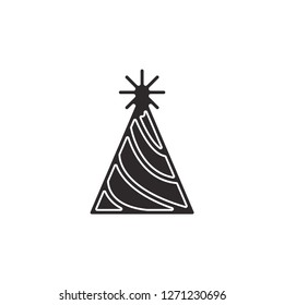 birthday party hat icon  flat black 