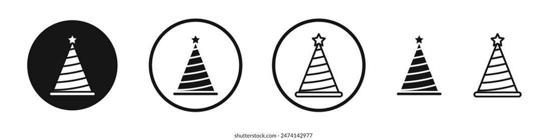 Birthday Party Hat Icon Set. Party Cone Cap Vector Symbol.