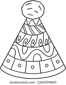 Birthday Party Hat Isolated Coloring Page for Kids