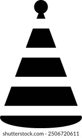 Birthday Party Hat Silhouette. Flat Vector Illustration Isolated on White Background.