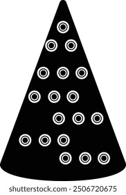 Birthday Party Hat Silhouette. Flat Vector Illustration Isolated on White Background.