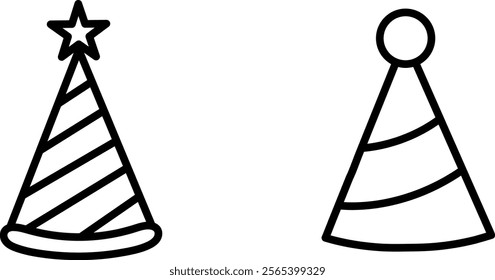 "Birthday Party Hat Vector Line Icon Set"