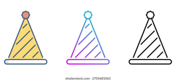 Birthday Party Hat Vector Set – Colorful Cone Caps, Confetti, Festive Celebration Icons, Cute Cartoon and 3D Birthday Cap Illustrations