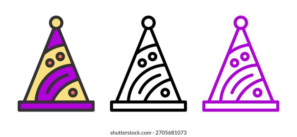 Birthday Party Hat Vector Set – Colorful Cone Caps, Confetti, Festive Celebration Icons, Cute Cartoon and 3D Birthday Cap Illustrations