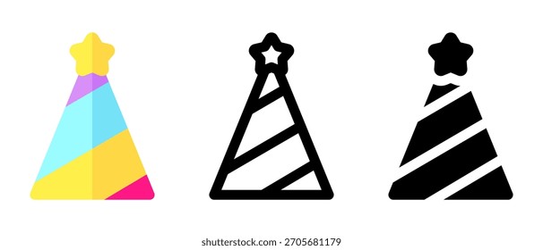 Birthday Party Hat Vector Set – Colorful Cone Caps, Confetti, Festive Celebration Icons, Cute Cartoon and 3D Birthday Cap Illustrations