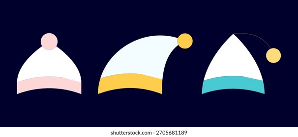 Birthday Party Hat Vector Set – Colorful Cone Caps, Confetti, Festive Celebration Icons, Cute Cartoon and 3D Birthday Cap Illustrations