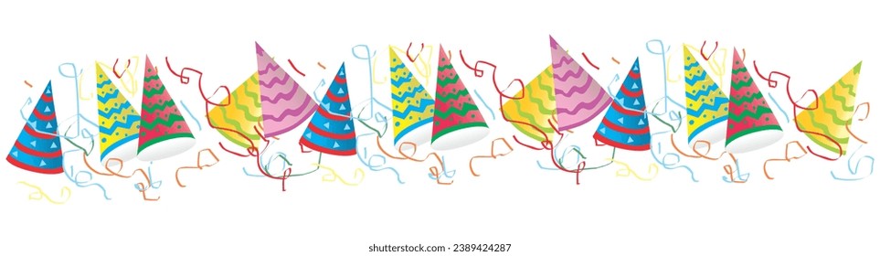 Birthday party hats vector set. Colorful hat elements isolated in white background for celebrating birth day party event decoration. Vector Isolated