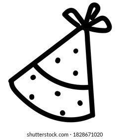 birthday party head cap coloring book doodle style vector element cute drawing for kids