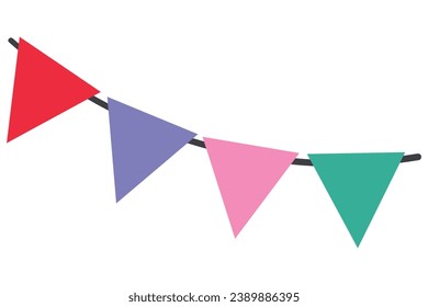 Birthday, party and holiday decoration elements vector flags.