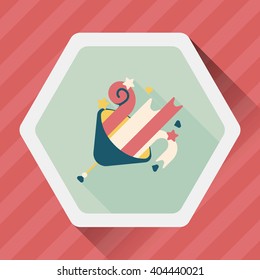 birthday party horn flat icon with long shadow,eps10