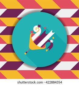 birthday party horn flat icon with long shadow,eps10