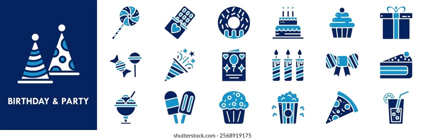 Birthday and Party icon collection set. Containing design party, celebration, birthday, holiday