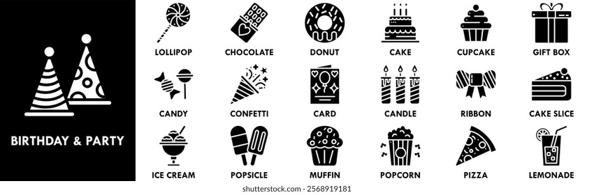 Birthday and Party icon collection set. Containing design party, celebration, birthday, holiday