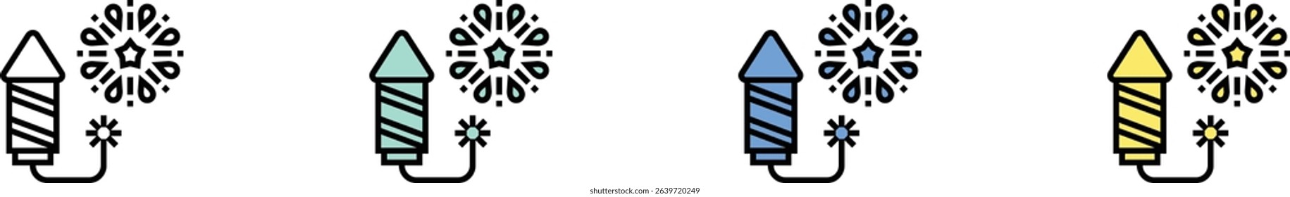 birthday and party icon. Outline, Green, Blue and Yellow Style Design Isolated On White Background