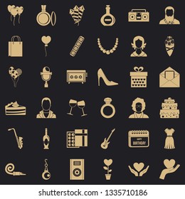 Birthday party icons set. Simple style of 36 birthday party vector icons for web for any design