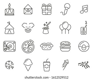 Birthday Party Icons Thin Line Set Big