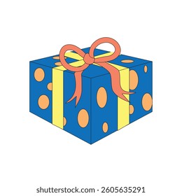 Birthday party illustration and people opening gifts