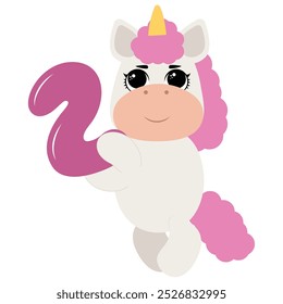 Birthday party invitation with baby unicorn