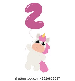 Birthday party invitation with baby unicorn