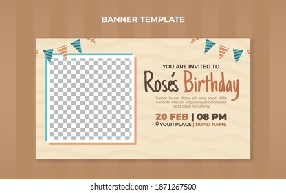 Birthday party invitation banner template. Suitable for birthday celebration and anniversary event