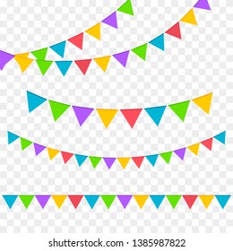 Birthday party invitation banners. Set of flag garlands. Vector illustration