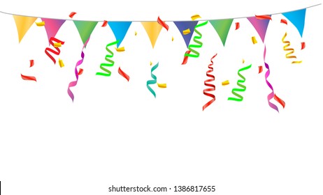 Birthday party invitation banners. Set of flag garlands. Vector illustration