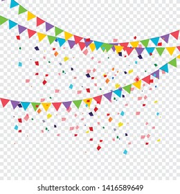 Birthday party invitation banners. Set of flag garlands. Vector illustration