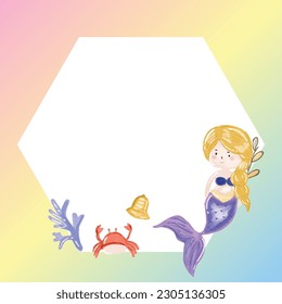 Birthday party invitation card with adorable mermaid templates design concept