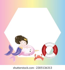 Birthday party invitation card with adorable mermaid templates design concept