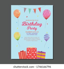 Birthday Party Invitation Card Template Balloon Stock Vector (Royalty ...