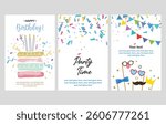 Birthday Party Invitation Cards Set -  vector illustrator