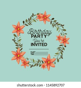 birthday party invitation with floral decoration
