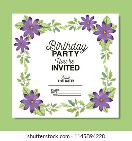 birthday party invitation with floral decoration