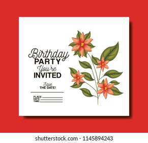 birthday party invitation with floral decoration