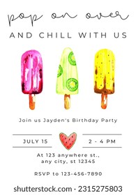 Birthday Party Invitation: Lots of Popsicles and Fun!
