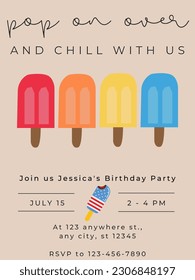 Invitación a la fiesta de cumpleaños: ¡Popsicles y mucho más!