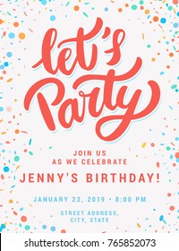 Birthday party invitation template. 