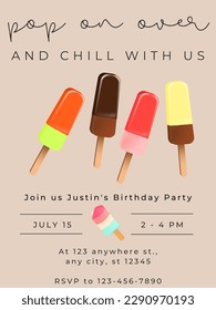 Plantilla de invitación de fiesta de cumpleaños: ¡Más Popsicles! 