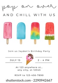 Birthday Party Invitation Template: Popsicles!