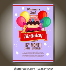 birthday party invitation theme with cake birthday present