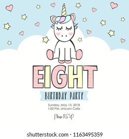 Birthday Party Invitation With Unicorn