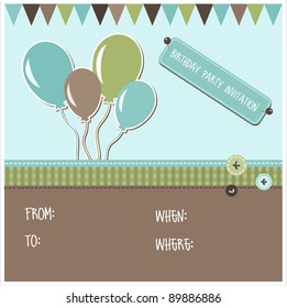 Birthday party invitation, vector